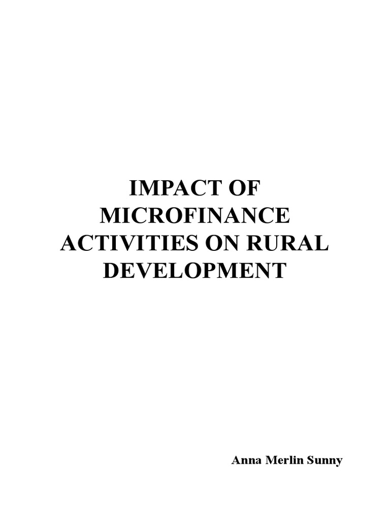 Impact of Microfinance Activities On Rural Development | PDF ...