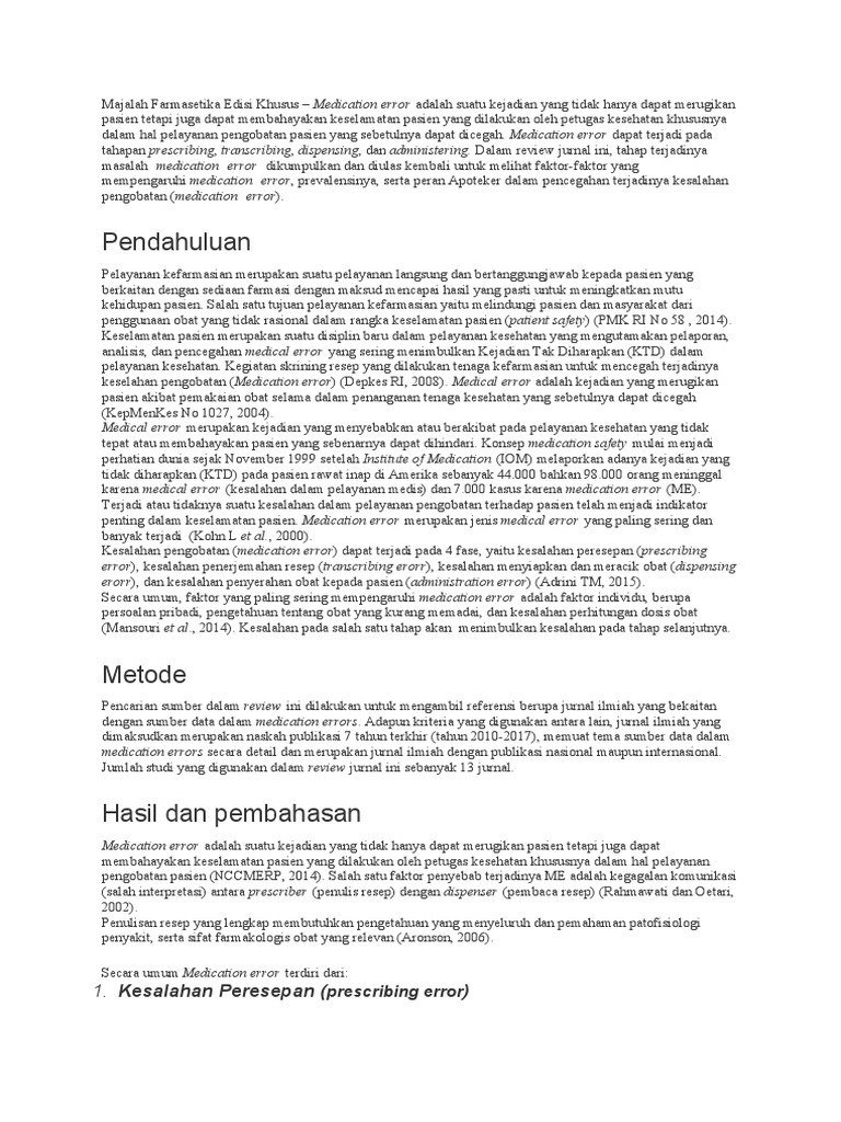 Analisis Kesalahan Pengobatan di Indonesia | PDF | Pengembangan Diri ...