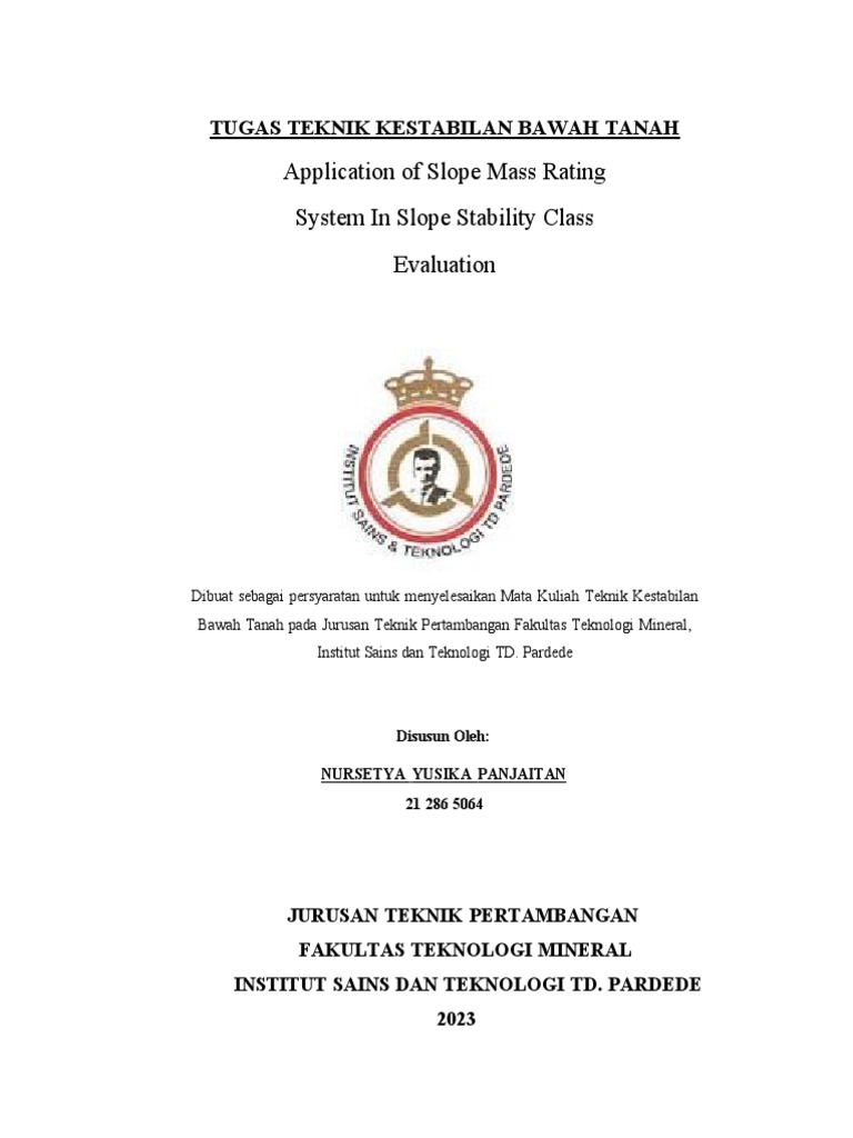Application Of Slope Mass Rating System In Slope Stability Class