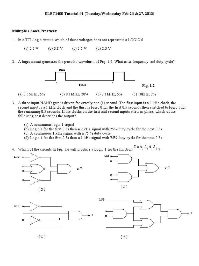Digital Electronics Tutorial 1 Pdf Logic Gate Hertz