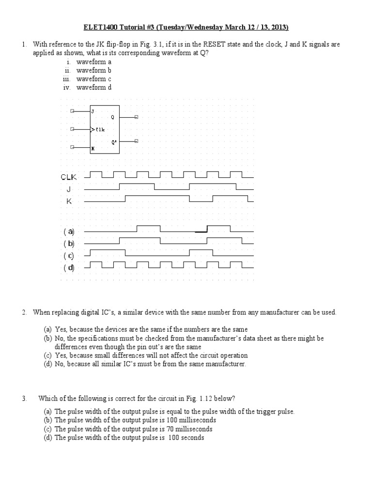 Digital Electronics - Tutorial #3 | PDF | Digital Electronics ...