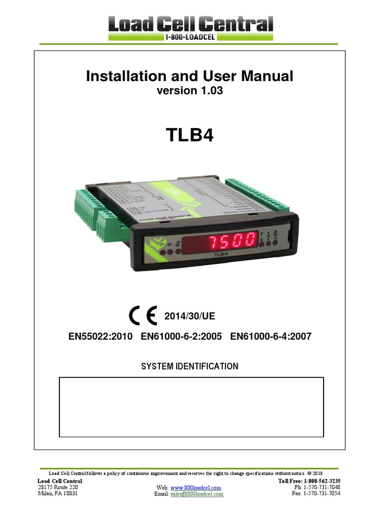 TLB4 Load Cell Manual and Calibration Guide | PDF | Parameter (Computer ...
