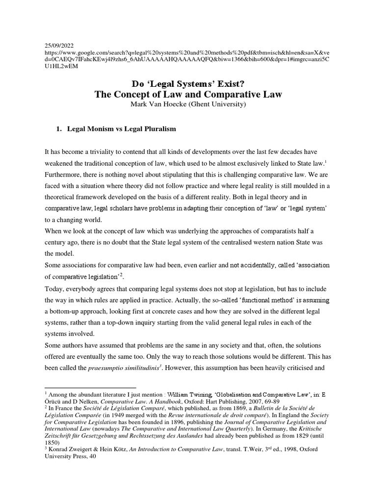 Do Legal Systems Exist PDF Jurisprudence Comparative Law