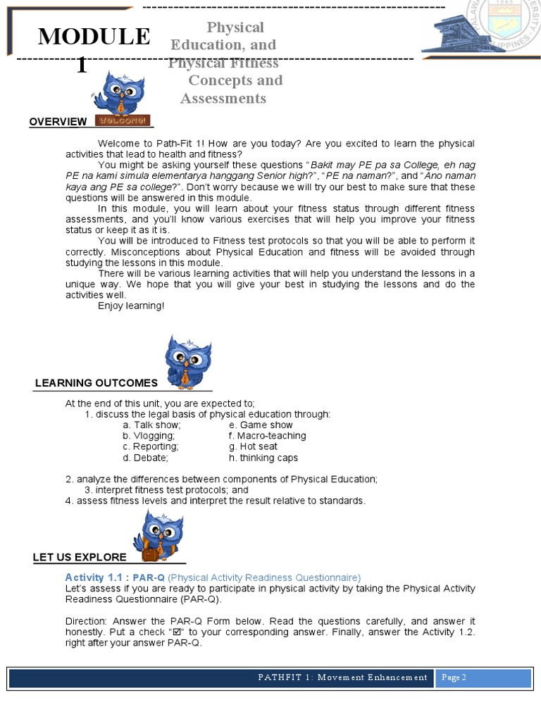 Pathfit 1 Module 1 Final Pdf Physical Fitness Physical Education