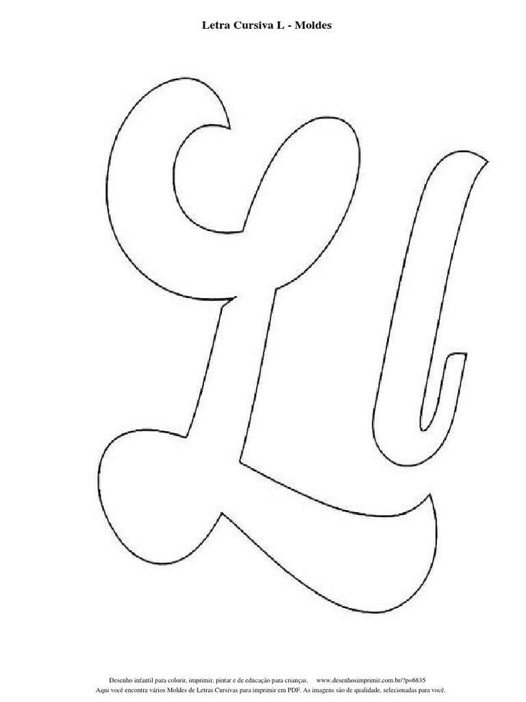 Moldes de Letras Cursivas para Imprimir Letra Cursiva L | PDF, image size:768x1024