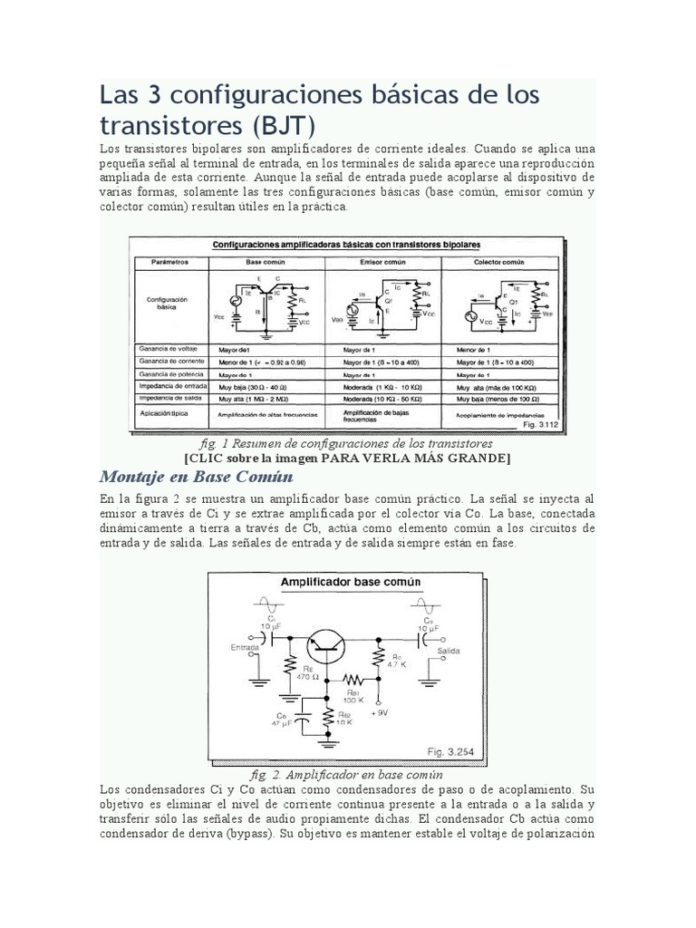 Las 3 Configuraciones Básicas de Los Transistores | PDF | Transistor de ...