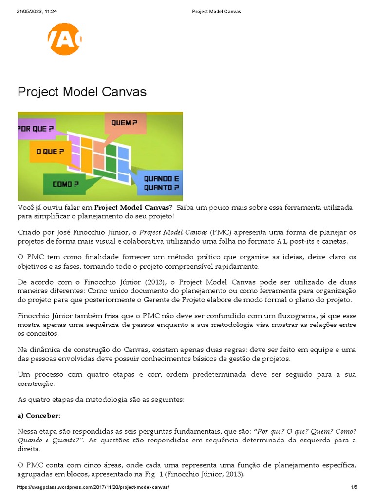 Project Model Canvas | PDF