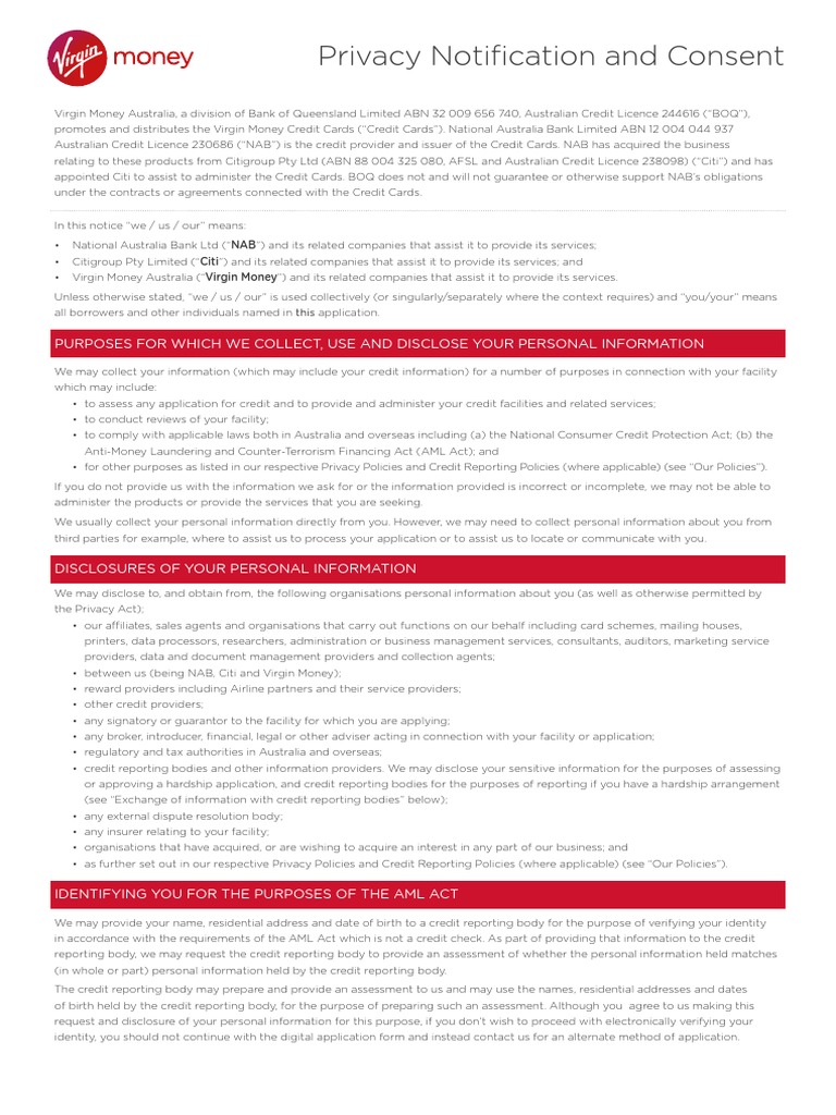 Virgin Money Privacy and Data Use Policy | PDF | Credit Score | Credit