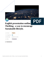 English Presentation Outline Thrifting - A Way To Encourage Sustainable Lifestyle.