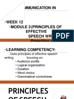 Week 12 Principles of Effective Speech Writing Prewriting