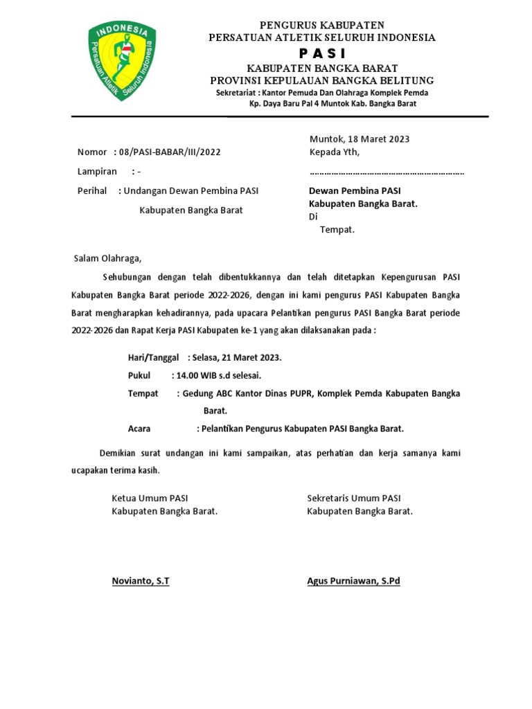 undangan pelantikan | PDF
