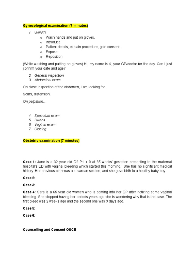 Obgyn Osce Pdf Science Mathematics