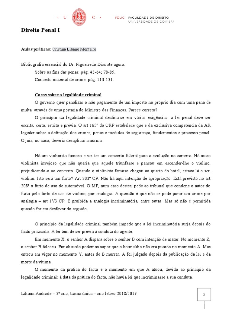 Princípios do Direito Penal e Legalidade | PDF | Crimes | Crime e Violência