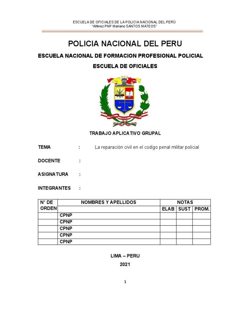 Tag Reparacion Civil en El Codigo Penal Militar Policial PDF