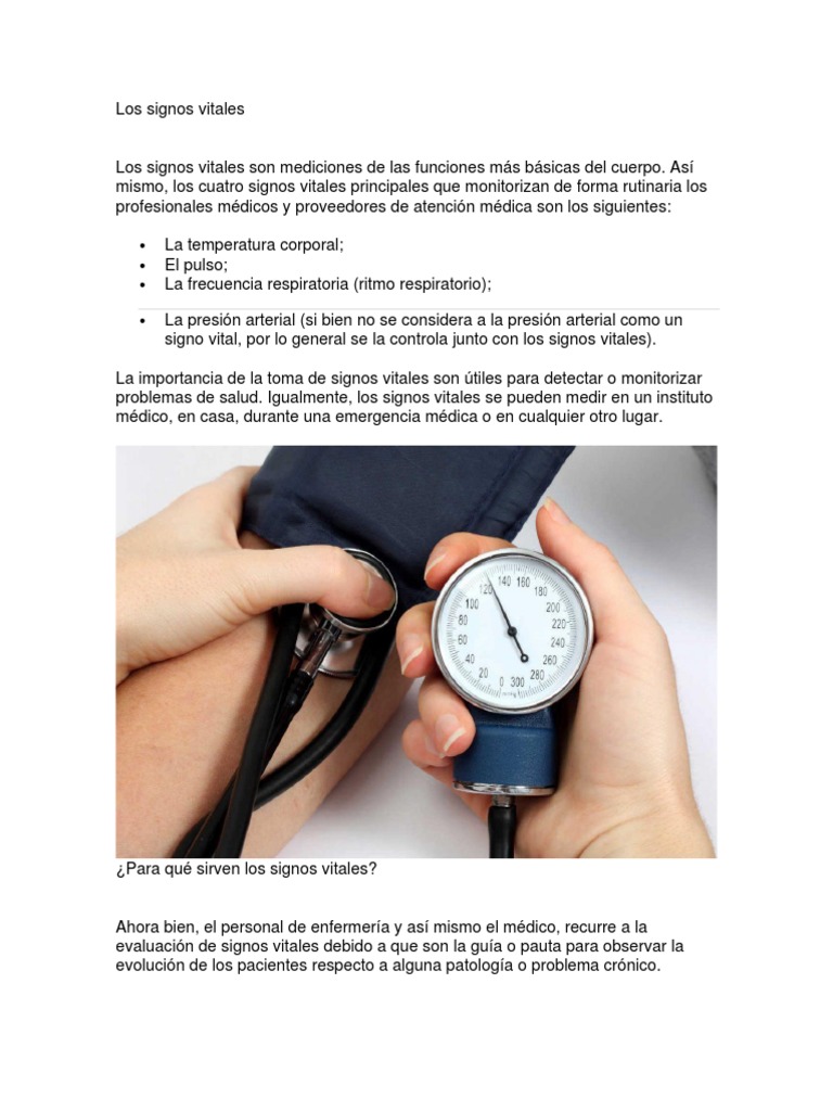 Signos Vitales: Guía y Rango Normal | PDF