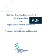Child Care Regulations 2006: Guide to Notification and Inspection Requirements for Pre-School Services