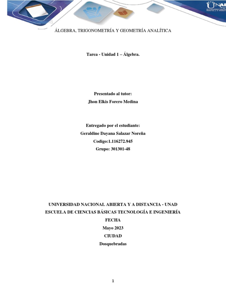 48 Geraldine Salazar Tarea 1 PDF Mathematics Algebra