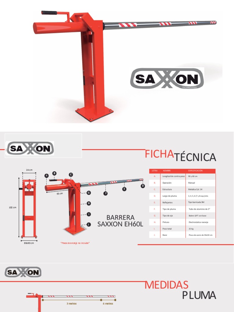 Barrera Vehicular Manual: Especificaciones | PDF