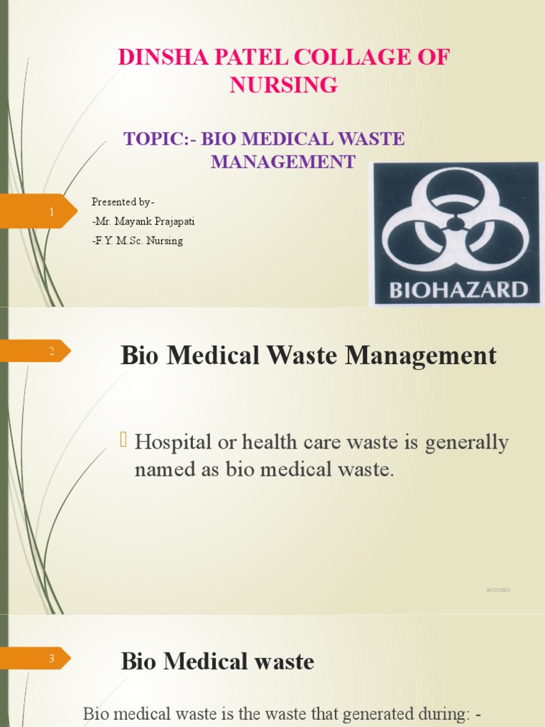 Bio Medical Waste Management PDF Waste Health Care
