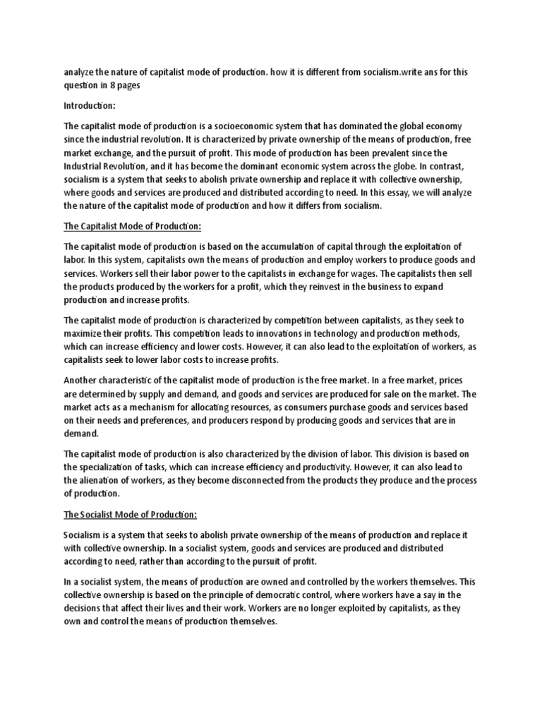 Capitalism and socialism pdf capitalism market economy