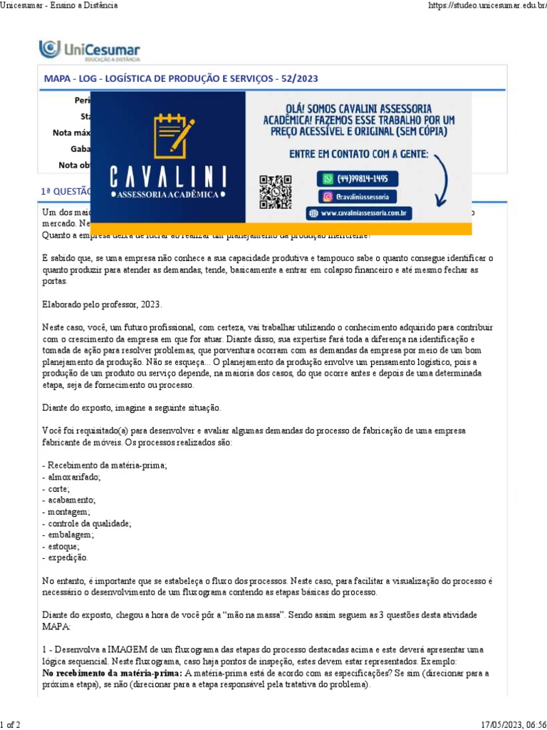 Fluxograma de Produção em Logística | PDF | Logística | Planejamento