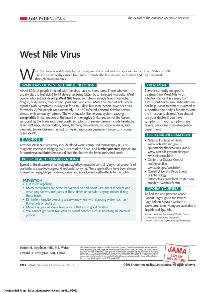West Nile Virus | PDF | Infection | Diseases And Disorders