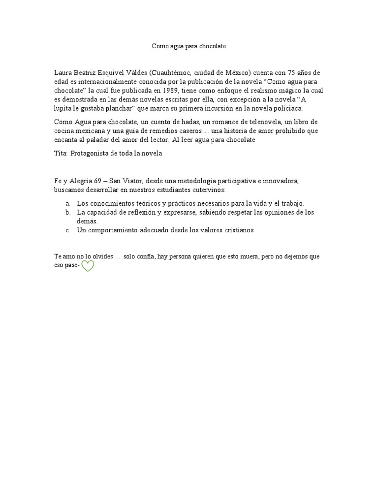 Como Agua Para Chocolate Pdf