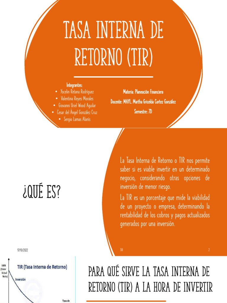 Tasa Interna de Retorno (TIR) y su Cálculo | PDF | Tasa interna de ...