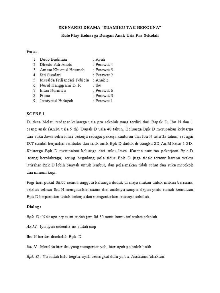 Kel.2_Naskah_Role_Play_Keluarga_dengan_Anak_Usia_Pra_Sekolah[1] | PDF