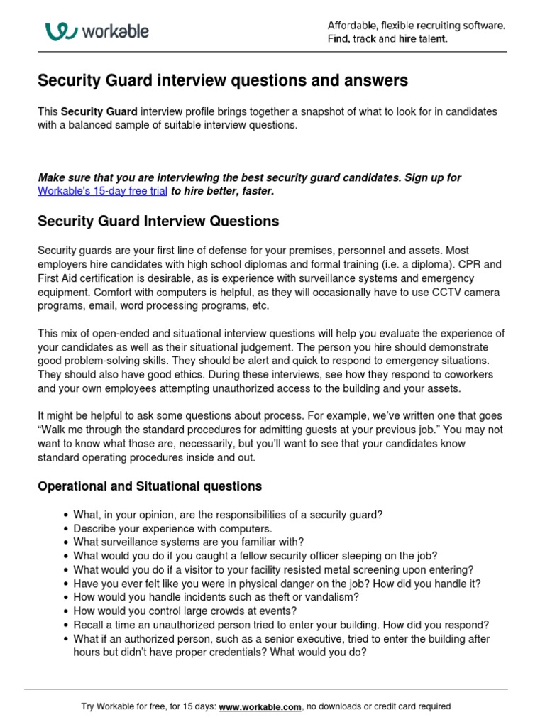 Security Guard Interview Guide | PDF | Security Guard | Surveillance