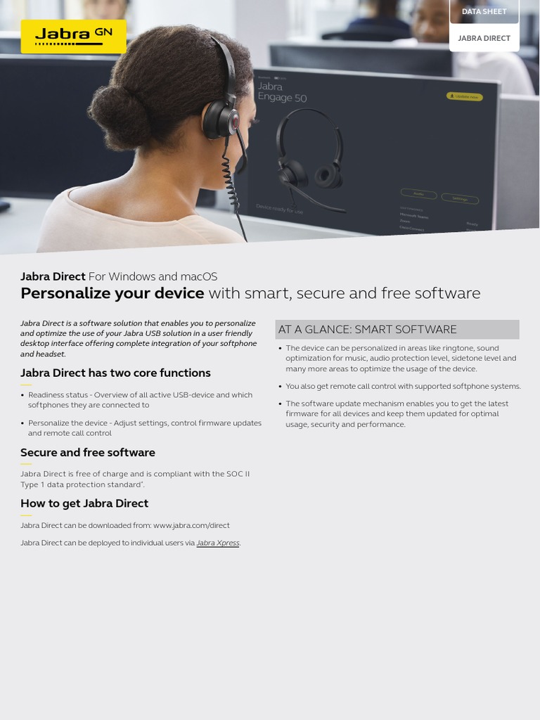 En Jabra Direct Datasheet A4 010222 (2) | PDF | Bluetooth | Usb
