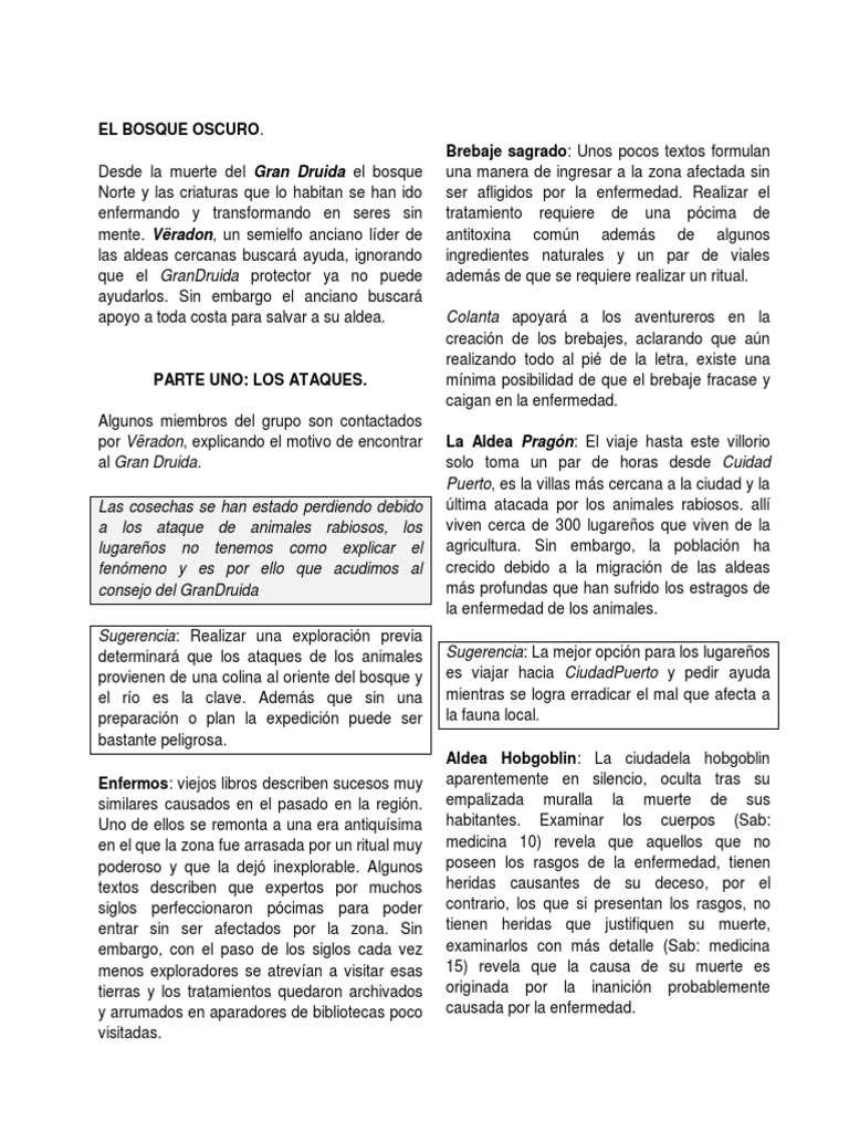 Aventura nv6 El Bosque Oscuro PDF Selva Duendes