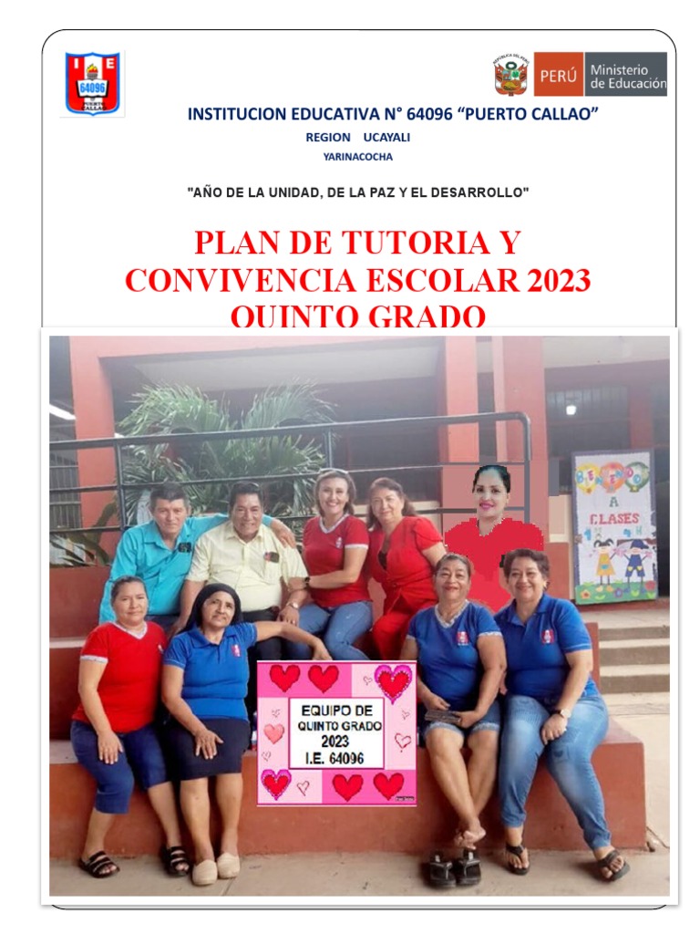 1-Plan de Tutoria 2023 Quinto Grado | PDF | Aprendizaje | Las emociones