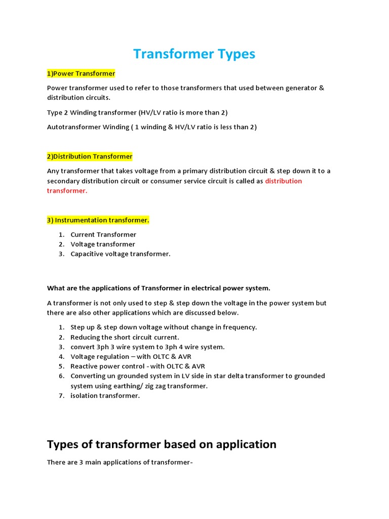 Transformer Types | PDF | Science & Mathematics