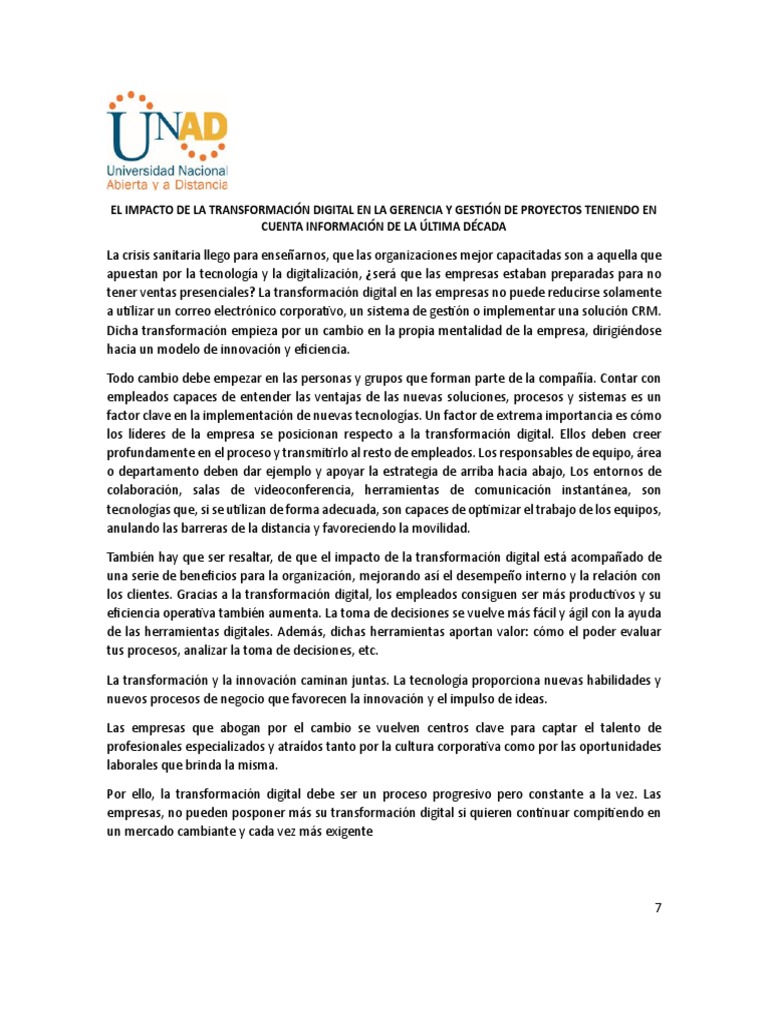 Impacto de la Transformación Digital en Proyectos | PDF | Informática ...