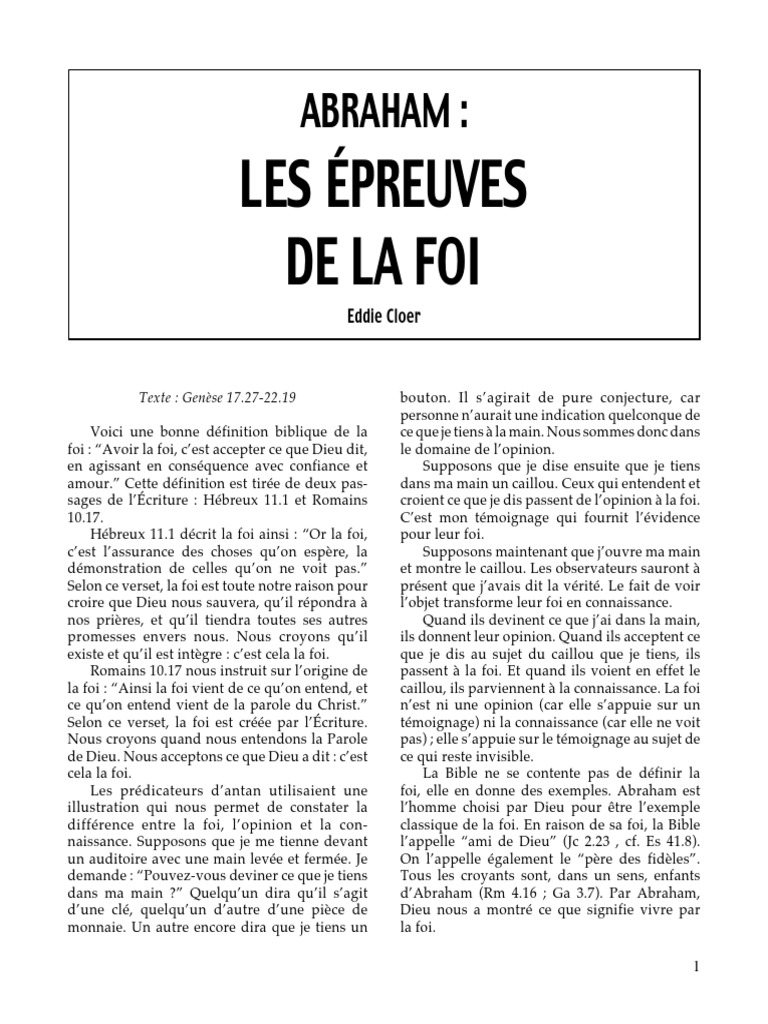 Épreuves de la foi d'Abraham | PDF | Abraham | Sarah