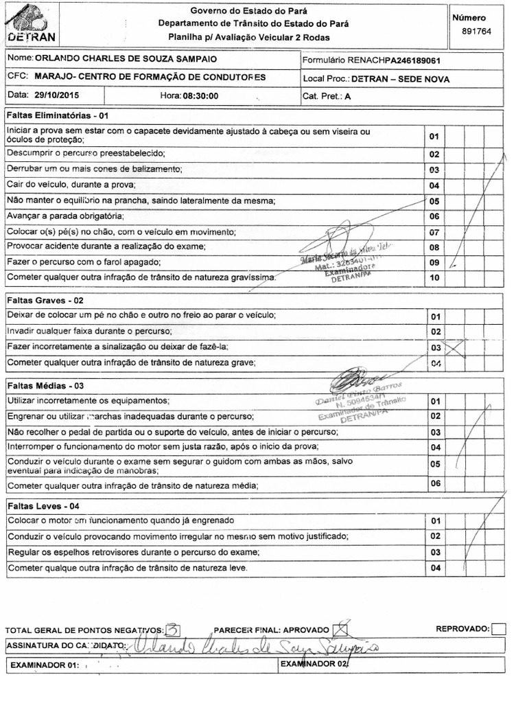 DETRAN - Planilha de Avaliação Veicular 2 Rodas | PDF