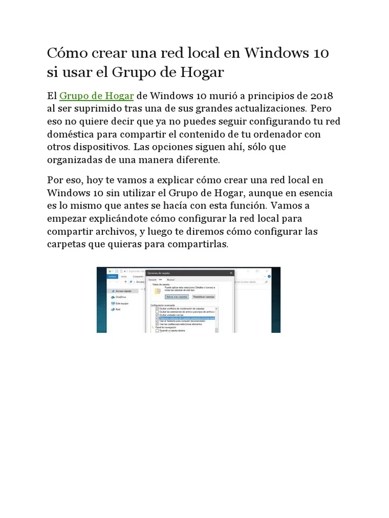 Crear red local en Windows 10 | PDF | Windows 10 | Archivo de computadora