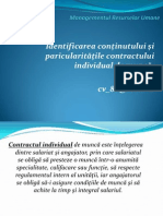 Identificarea Conţinutului Şi Paricularităţile Contractului Individual de Muncă