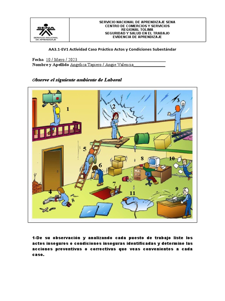 Actos y Condiciones Inseguras en Trabajo | PDF
