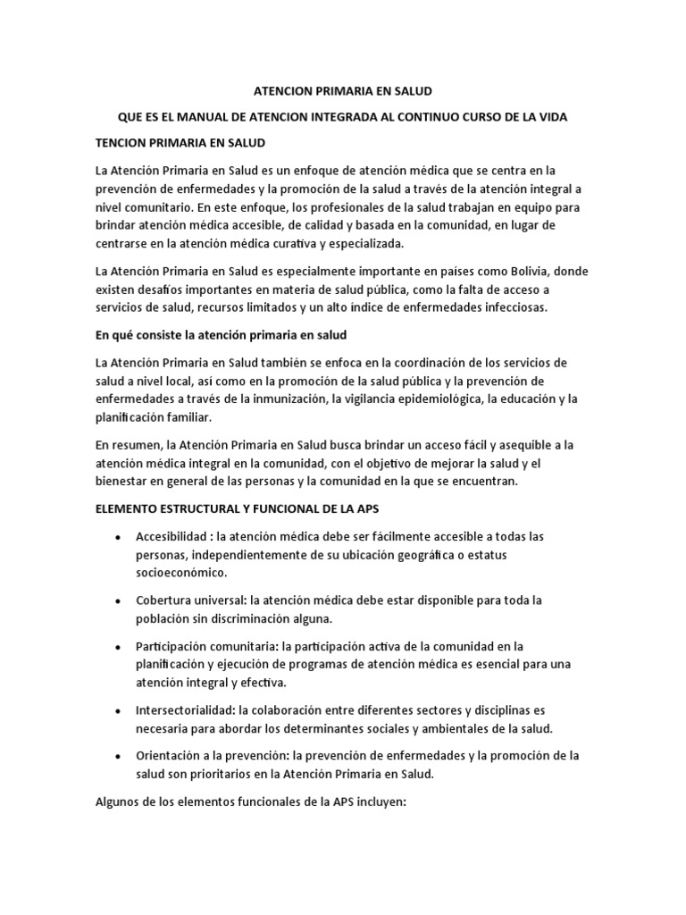 Atención Primaria en Salud en Bolivia | PDF | Cuidado de la salud ...