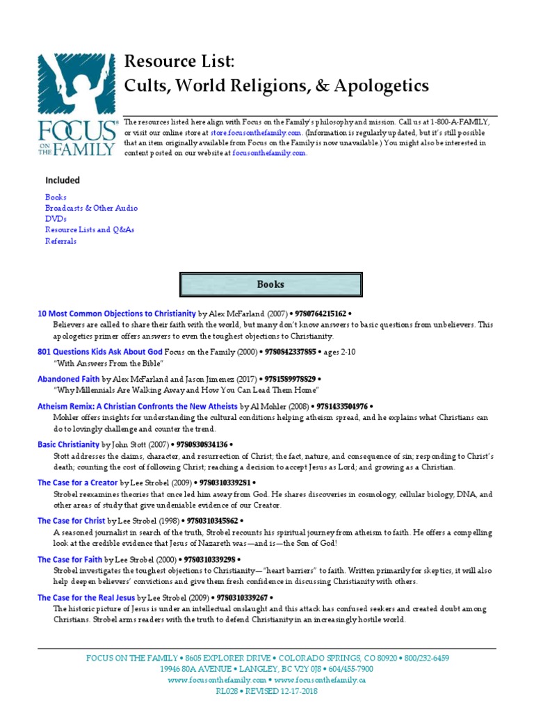 Cults World Religions and Apologetics-1 | PDF | Jesus | Faith