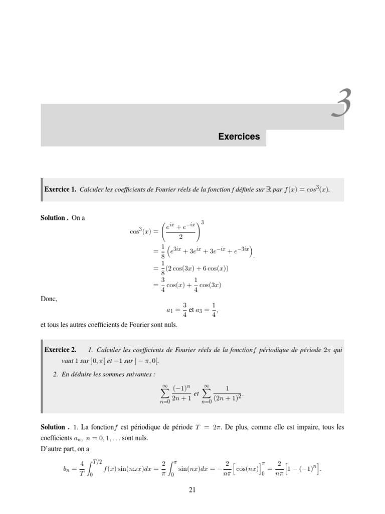 Coefficients de Fourier et égalité de Parseval PDF Analyse — free download