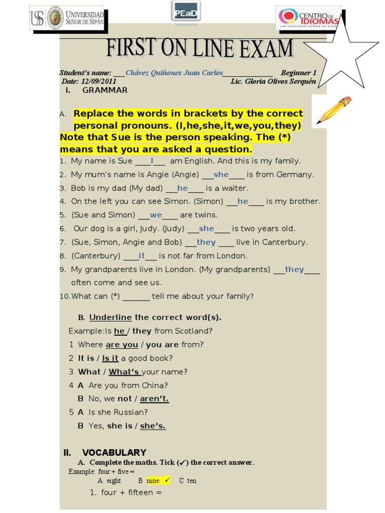 Beginner English Grammar Exercises | PDF | Foreign Language Studies ...