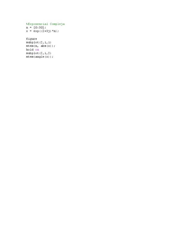Codigo Matlab Exponencial Compleja | PDF
