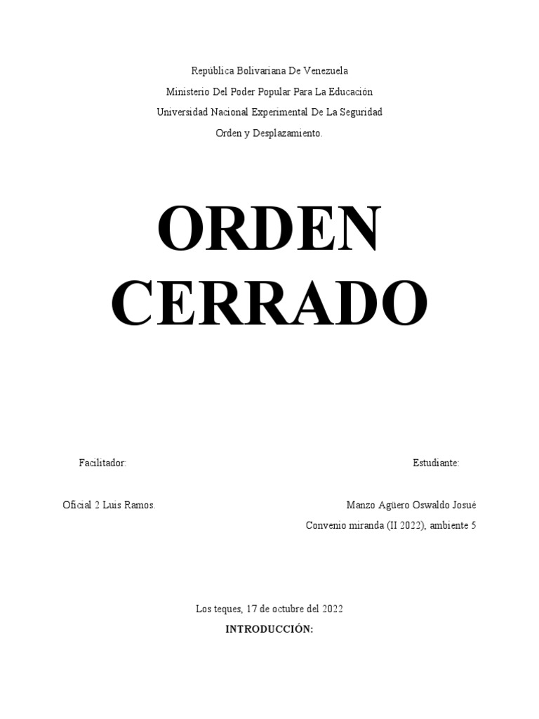 Orden Cerrado y Desplazamiento Militar | PDF | Estudios de idiomas ...