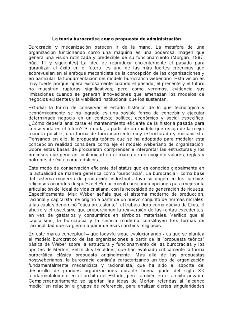 Teoría Burocrática de la Administración | PDF | Burocracia | Max Weber