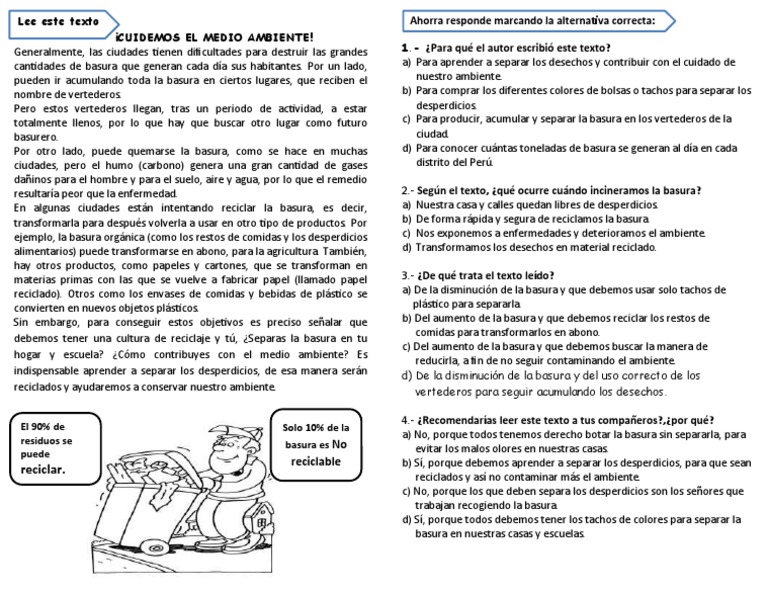 Anexo Cuidado Del Medio Ambiente | PDF | Residuos | Reciclaje