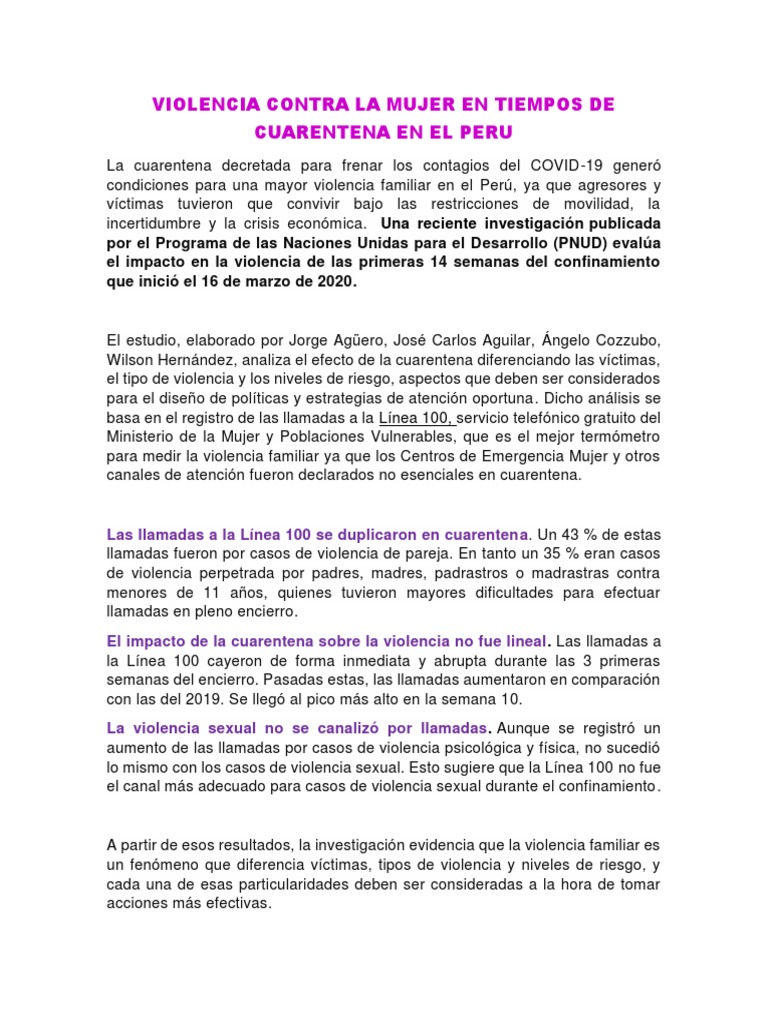 Aumento de Violencia Familiar en Cuarentena Perú | PDF | La violencia ...
