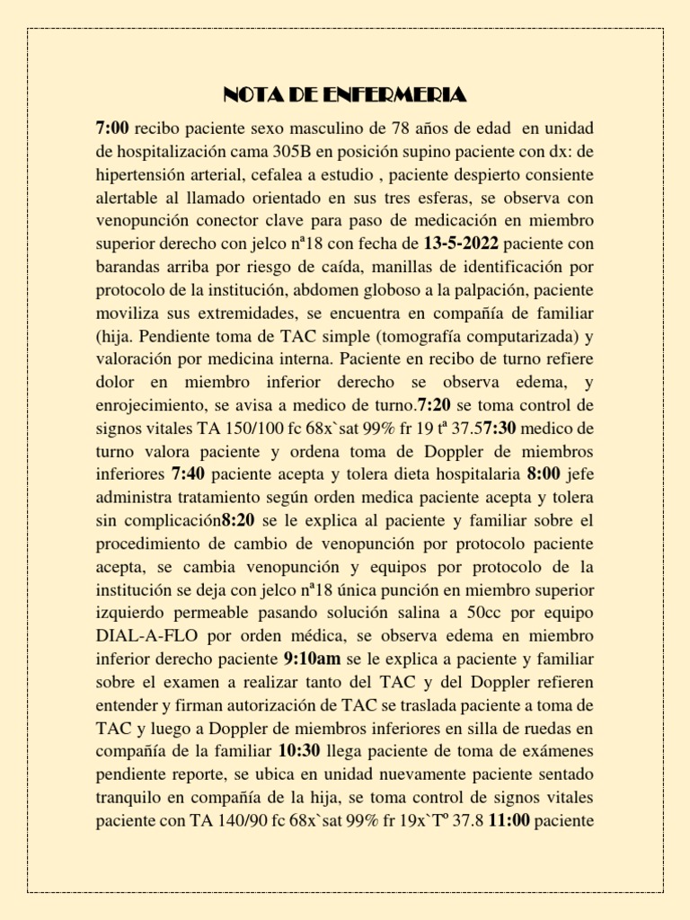 Nota de Enfermeria | PDF | Ct Scan | Epidemiología